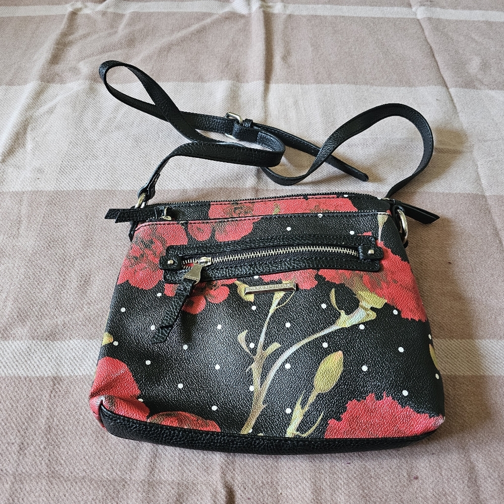 Dana Buchman Black Faux Leather Crossbody Purse